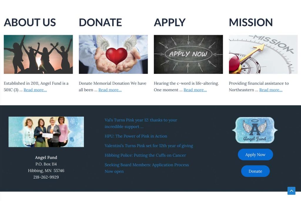 New website for non-profit Angel Fund.